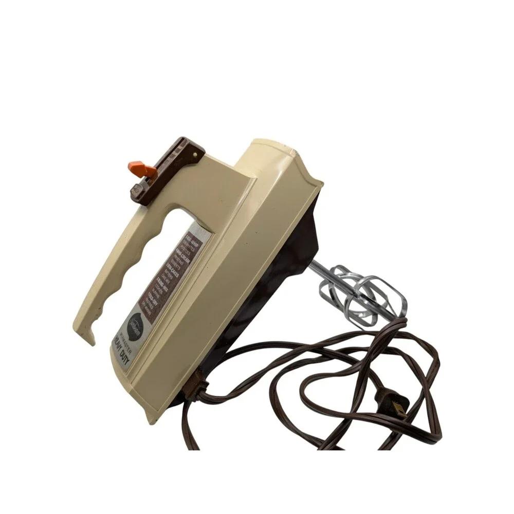 Vintage Sunbeam Mixmaster Hand Mixer 5 Speed 3-76 Almond Brown Burst of Power